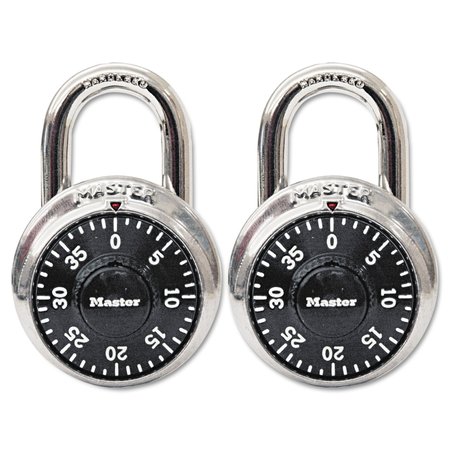 MASTER LOCK Combination Lock, Stainless Steel, 1 7/8" Wide, Black Dial, PK2 1500-T